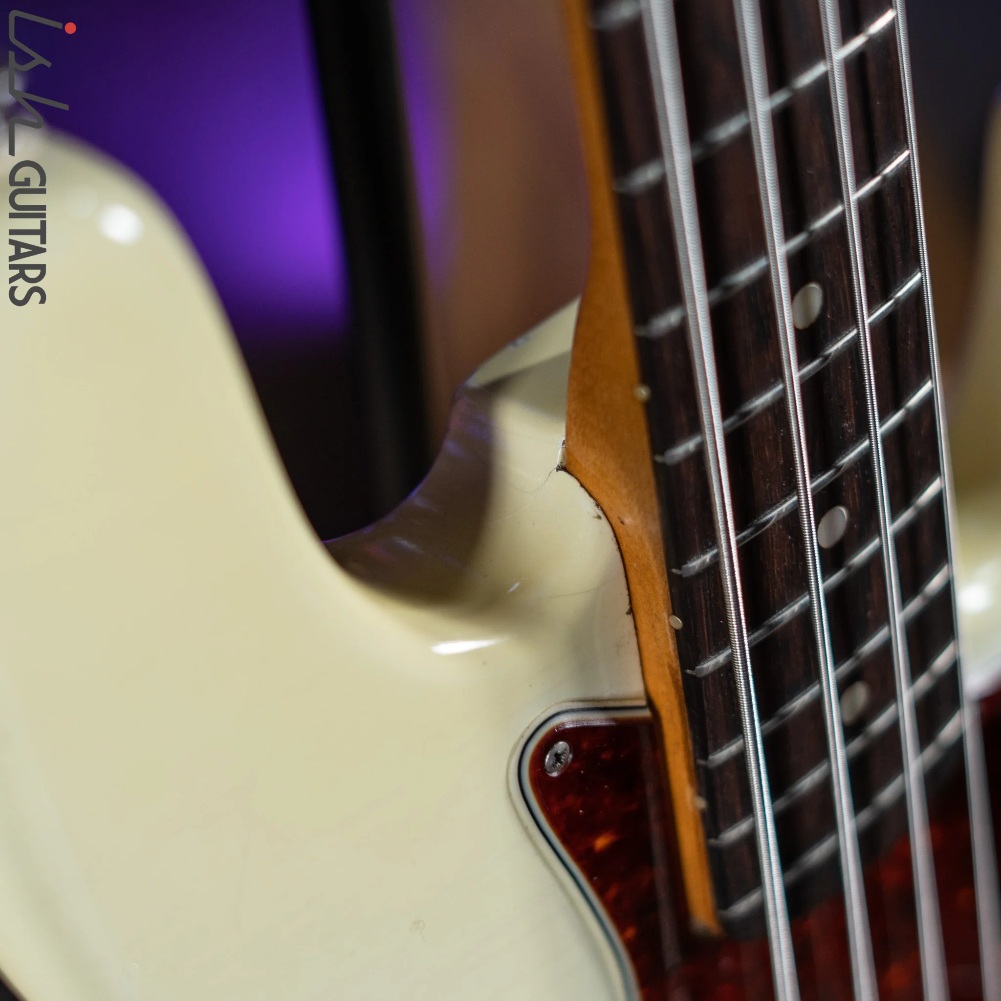1961 Fender Jazz Bass Refin Stacked Knobs Olympic White - Image 10