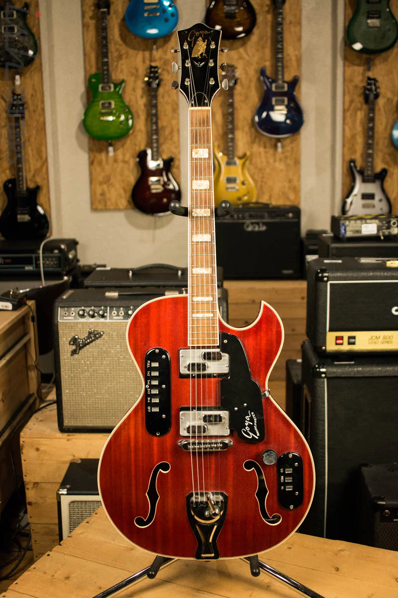 1963 Goya Rangemaster Semi Hollow Electric Guitar Cherry Finish - Image 2