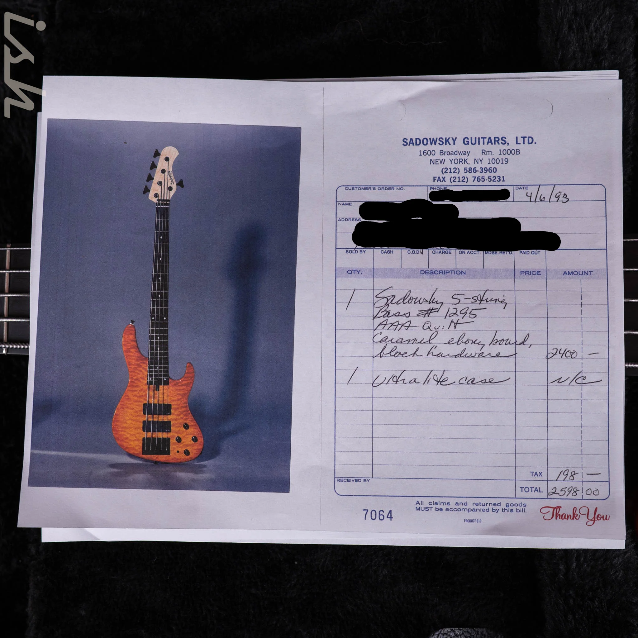 1992 Sadowsky 5-String Bass Caramel Burst - Image 24