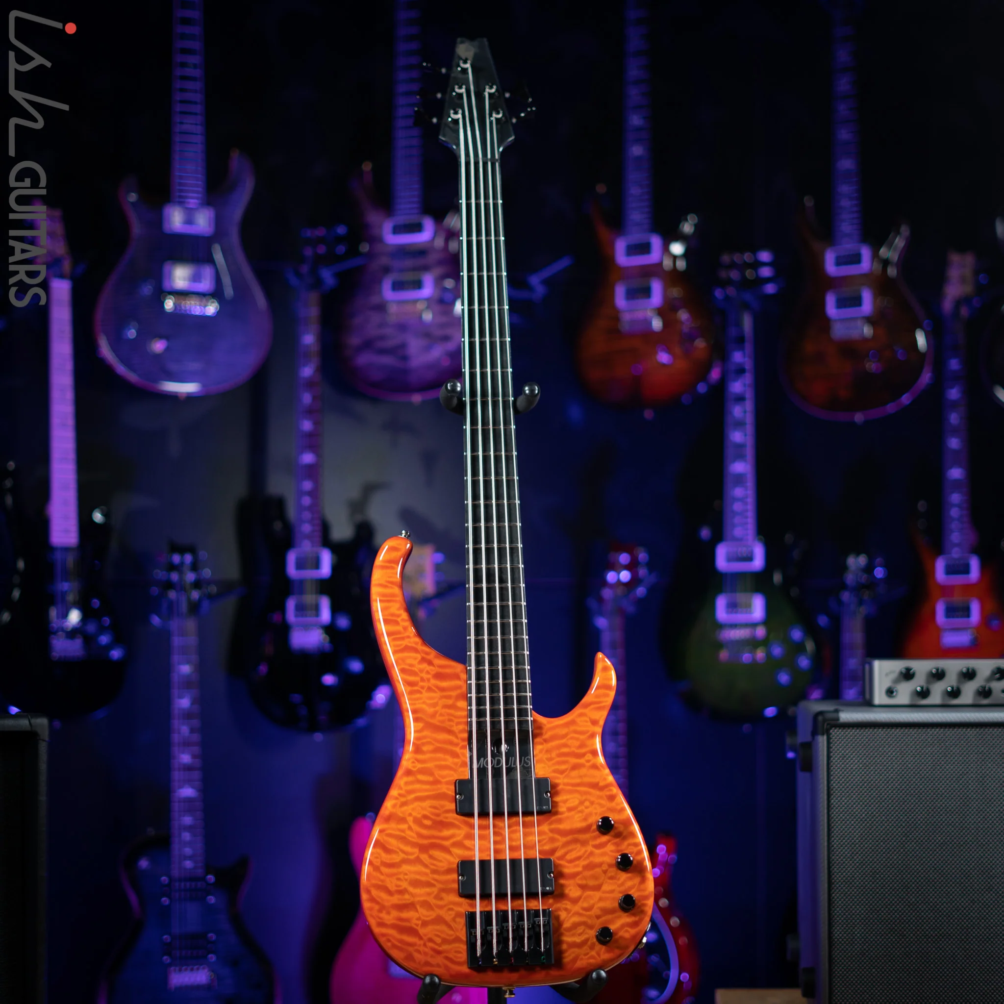1998 Modulus Q5 Quantum 5-String Bass Orange Quilt - Image 2