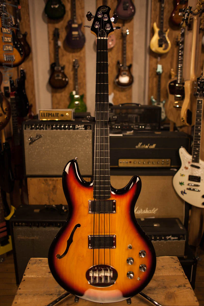 2003 Lakland Skyline Fretless Hollowbody Three Tone Sunburst