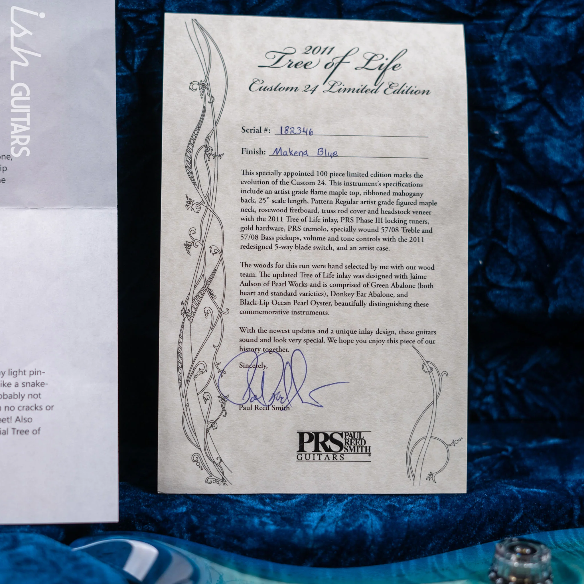 2011 PRS Custom 24 Tree Of Life Makena Blue - Image 18