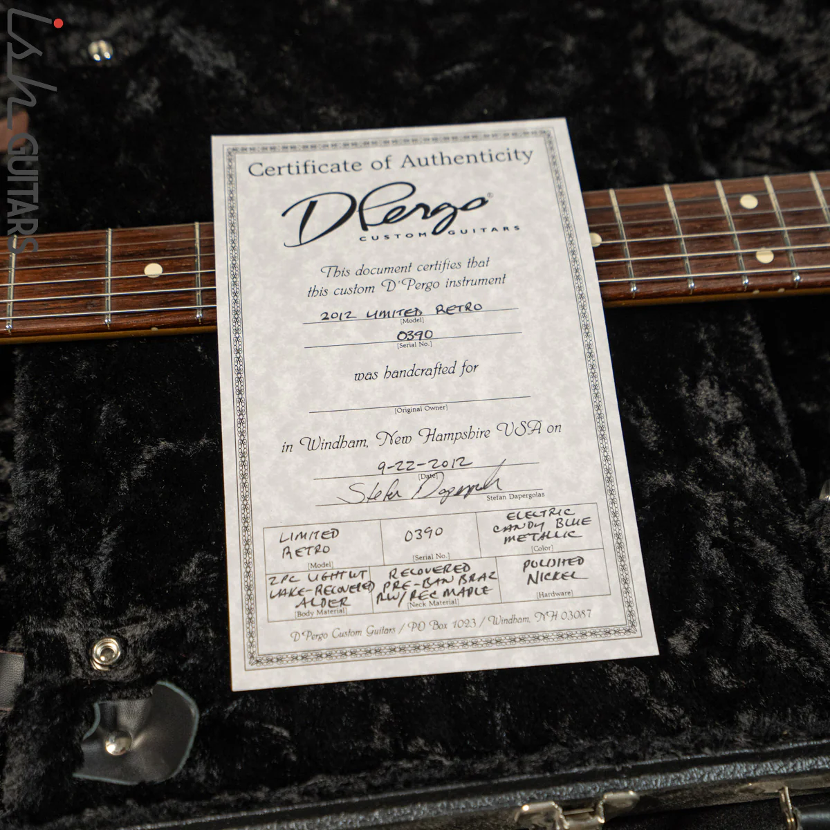 2012 D’Pergo Limited Retro Strat Electric Blue Metallic - Image 20
