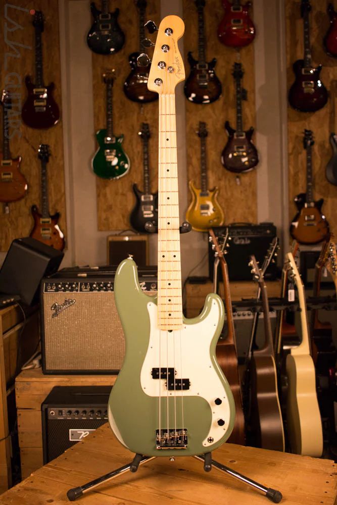 2017 Fender American Precision Bass Antique Olive - Image 2