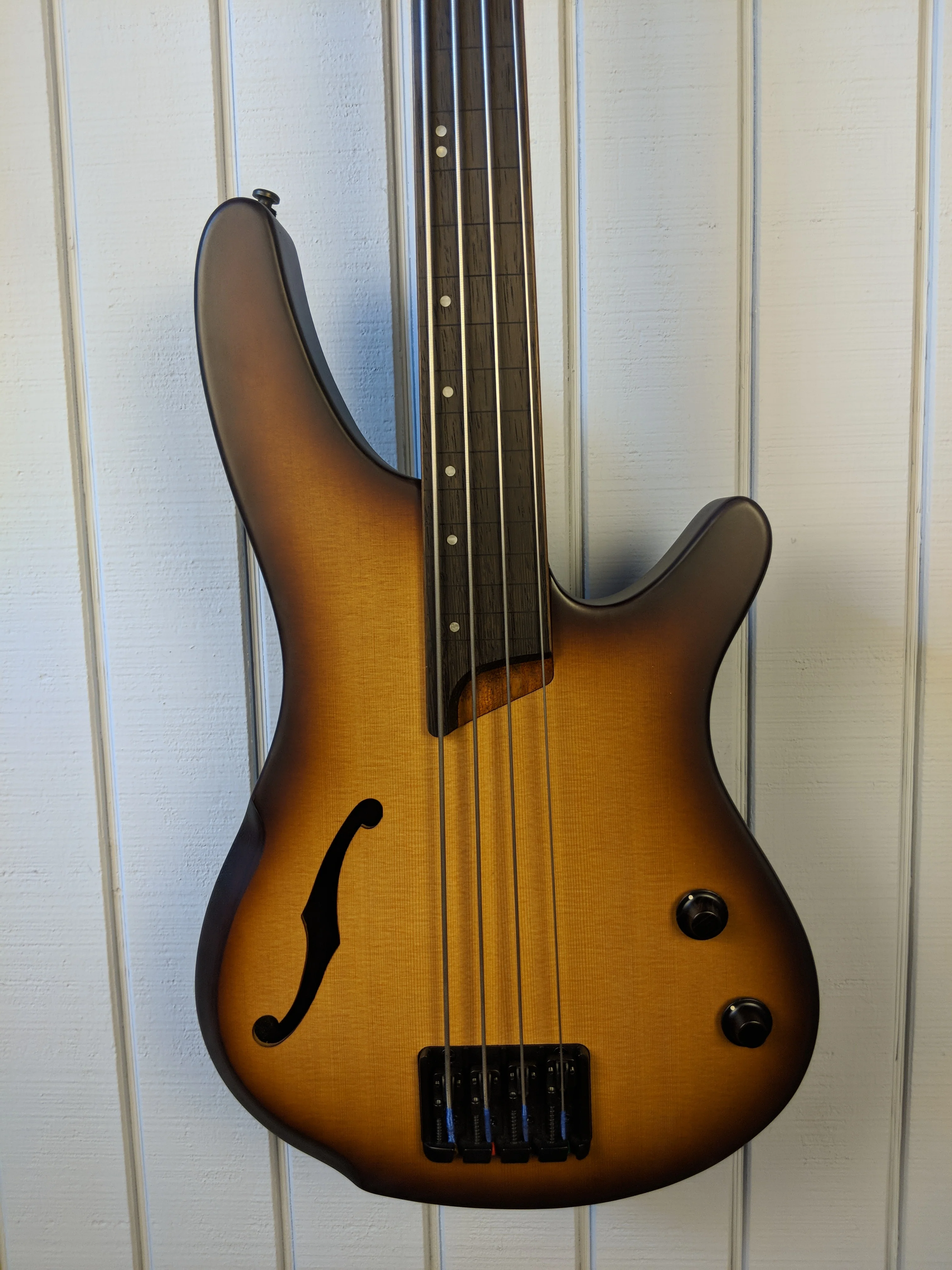 2018 Ibanez SRH500FNNF Fretless Natural Brown Burst Flat