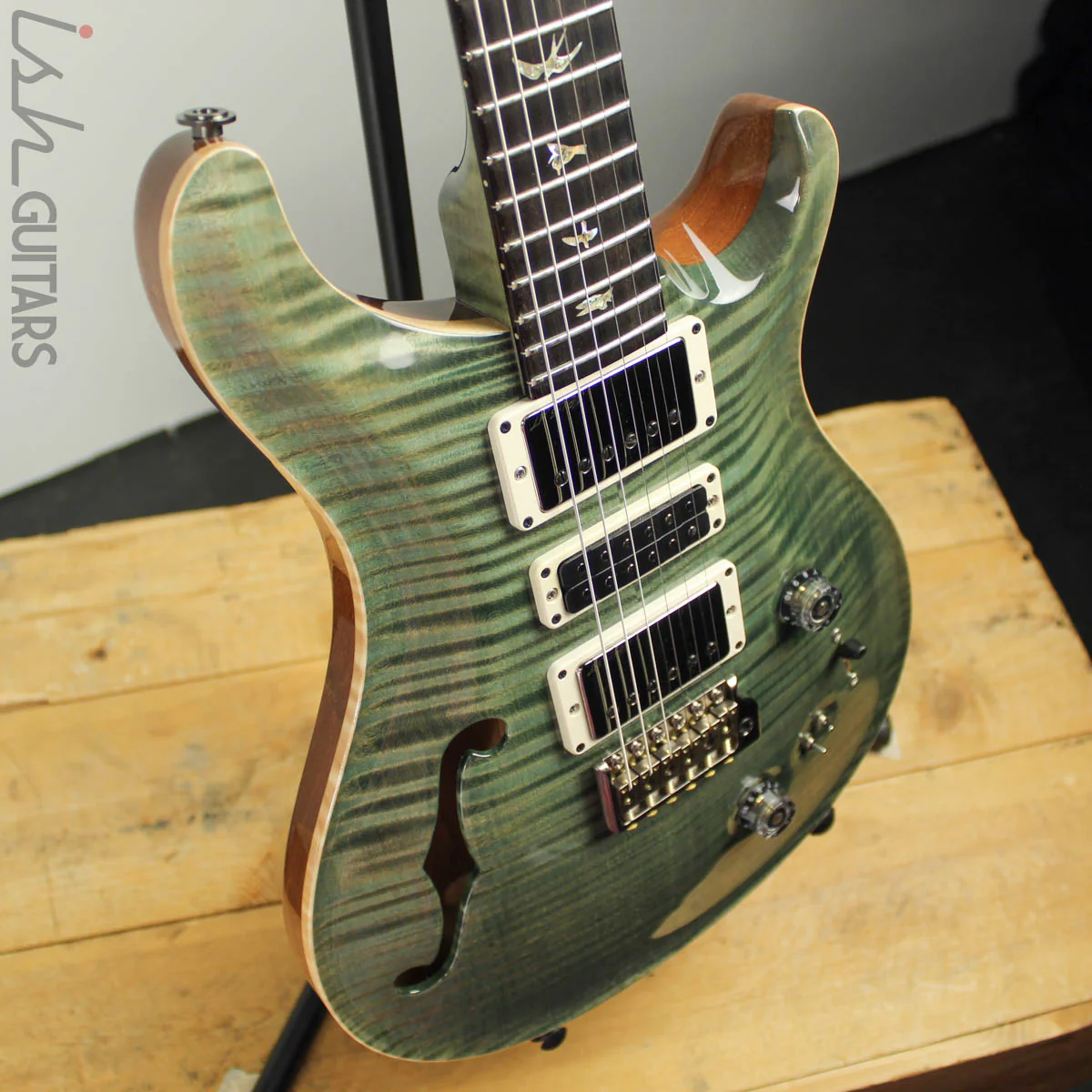 2018 Paul Reed Smith Wood Library Special 22 Semihollow Trampas Green - Image 8