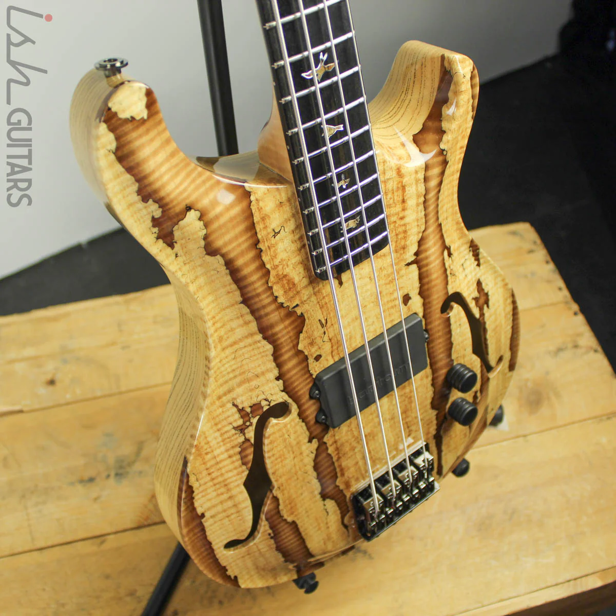 2018 PRS Private Stock Short Scale Hollowbody Bass Spalted Maple - Image 9