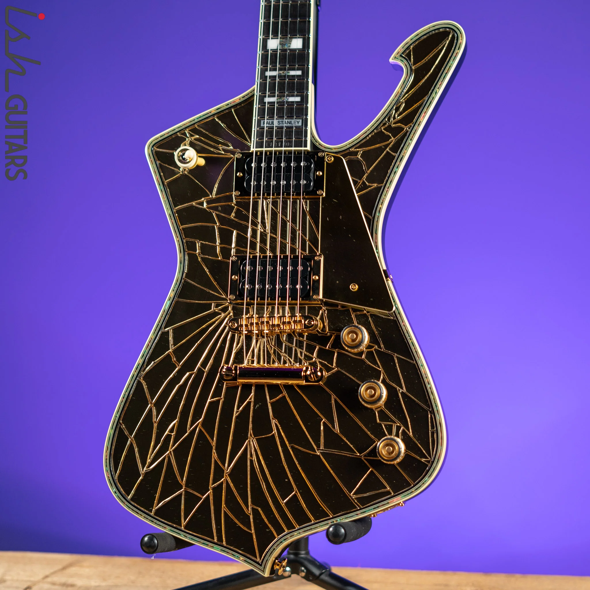 2019 Ibanez Paul Stanley Signature PS4CM Gold Cracked Mirror