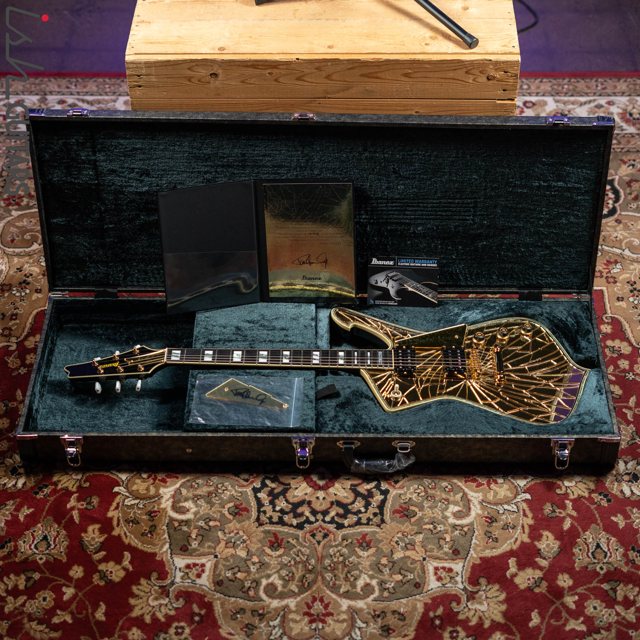 2019 Ibanez Paul Stanley Signature PS4CM Gold Cracked Mirror - Image 16