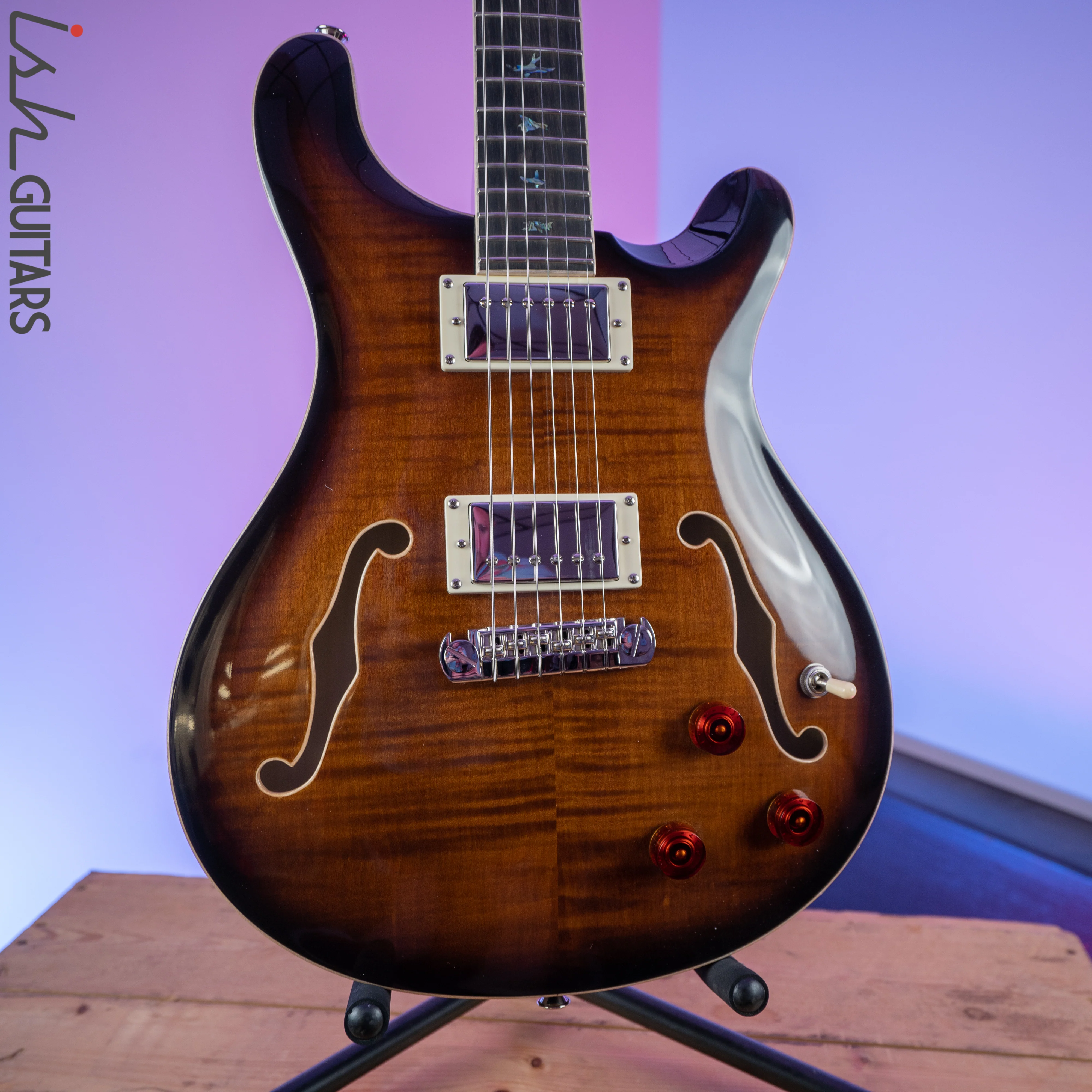 2020 PRS Paul Reed Smith SE Hollowbody II Piezo Black Gold Burst