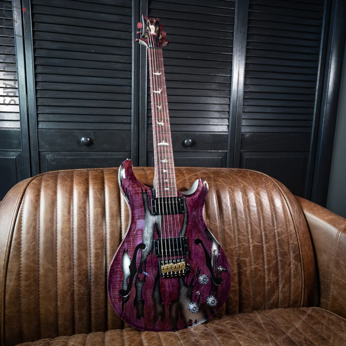 PRS Private Stock Hollowbody II Tremolo Piezo Spalted Maple Purple - Image 2