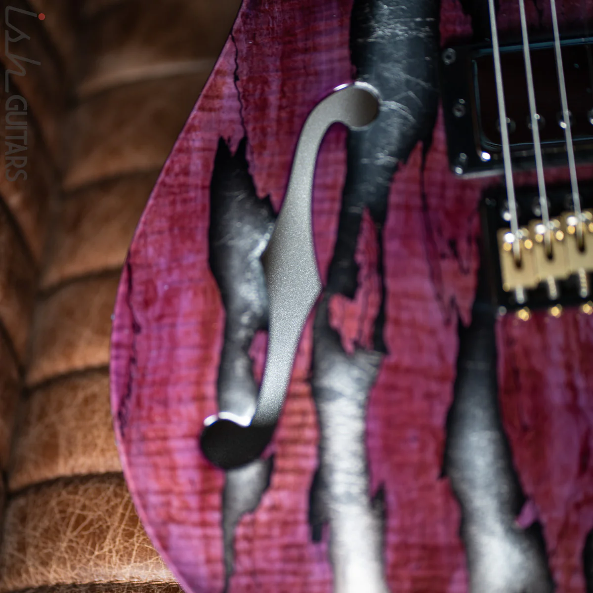 PRS Private Stock Hollowbody II Tremolo Piezo Spalted Maple Purple - Image 5