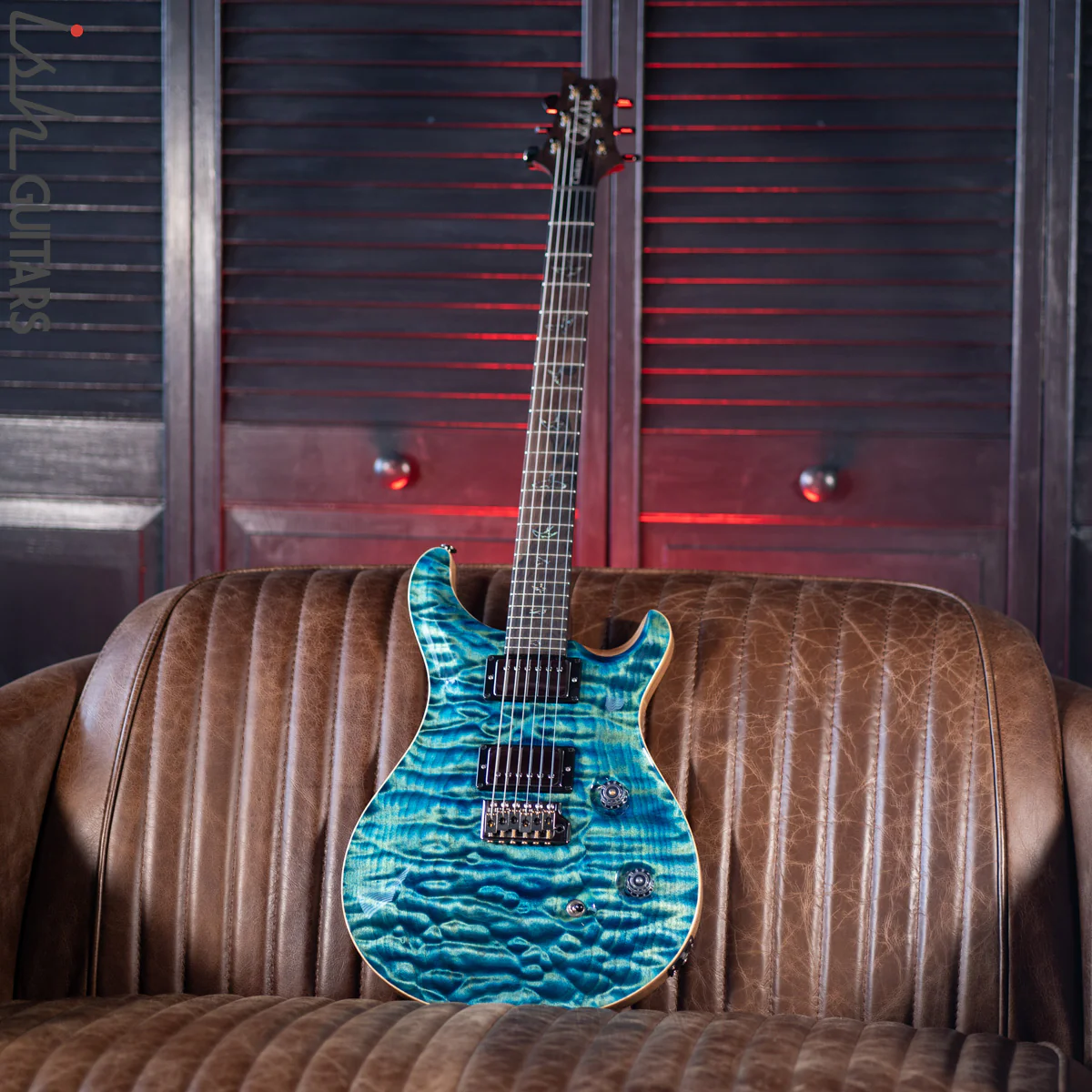PRS Custom 24 Wood Library River Blue One Piece Quilt 10 Top Rosewood Neck - Image 2