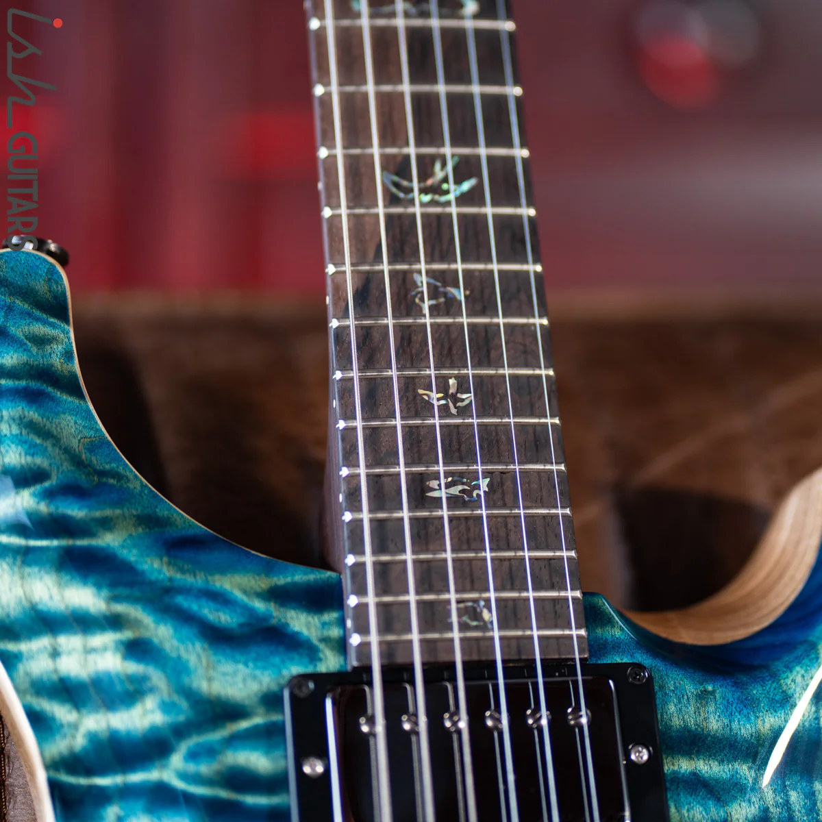 PRS Custom 24 Wood Library River Blue One Piece Quilt 10 Top Rosewood Neck - Image 6