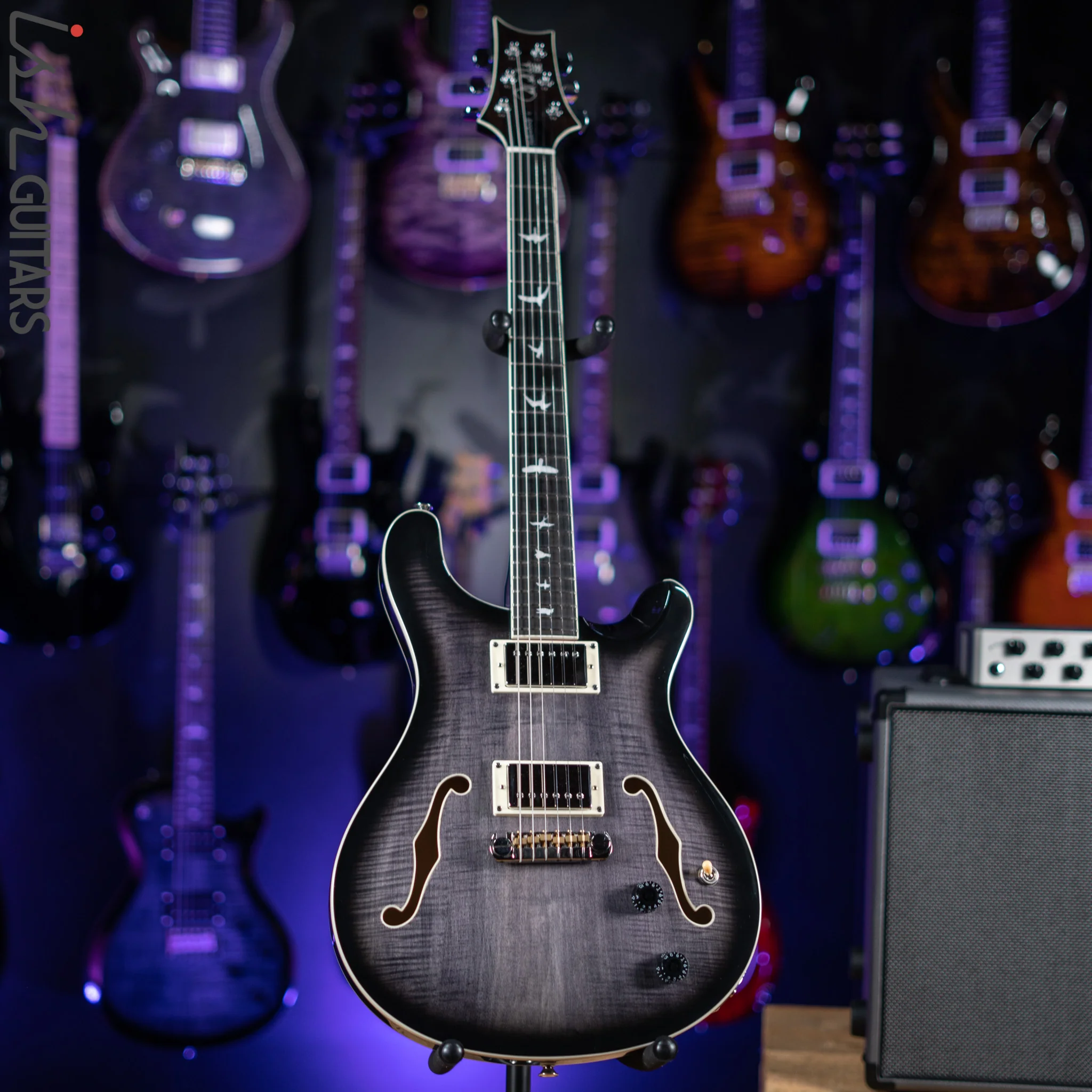 2021 PRS SE Hollowbody Electric Guitar Charcoal Burst - Image 2