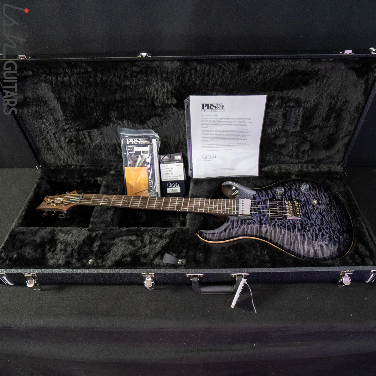 PRS Custom 24 Wood Library 1 Piece 10 Top Quilt Rosewood Neck Purple Mist - Image 14