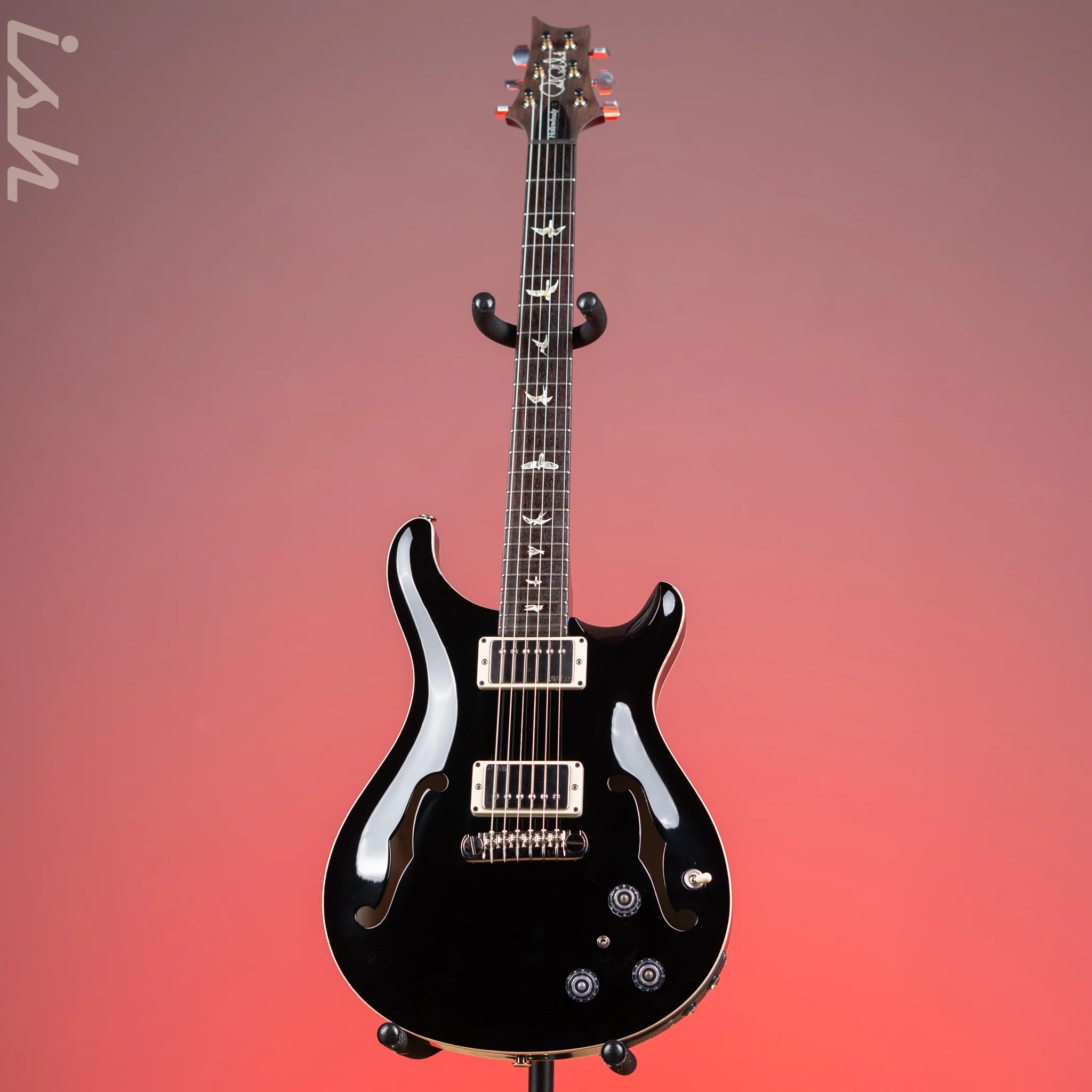 2022 PRS Hollowbody II Piezo Black Gloss W/ Natural Binding - Image 2