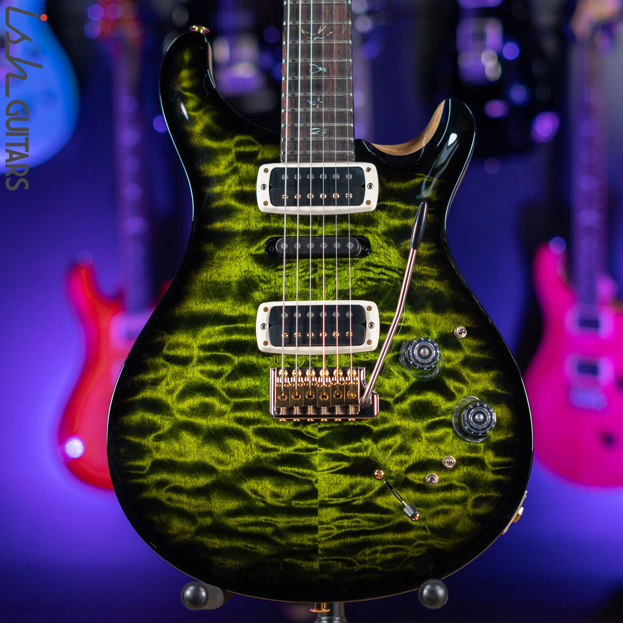 PRS Wood Library Modern Eagle V 10-Top Quilt Jade Green Smoked Burst Wrap
