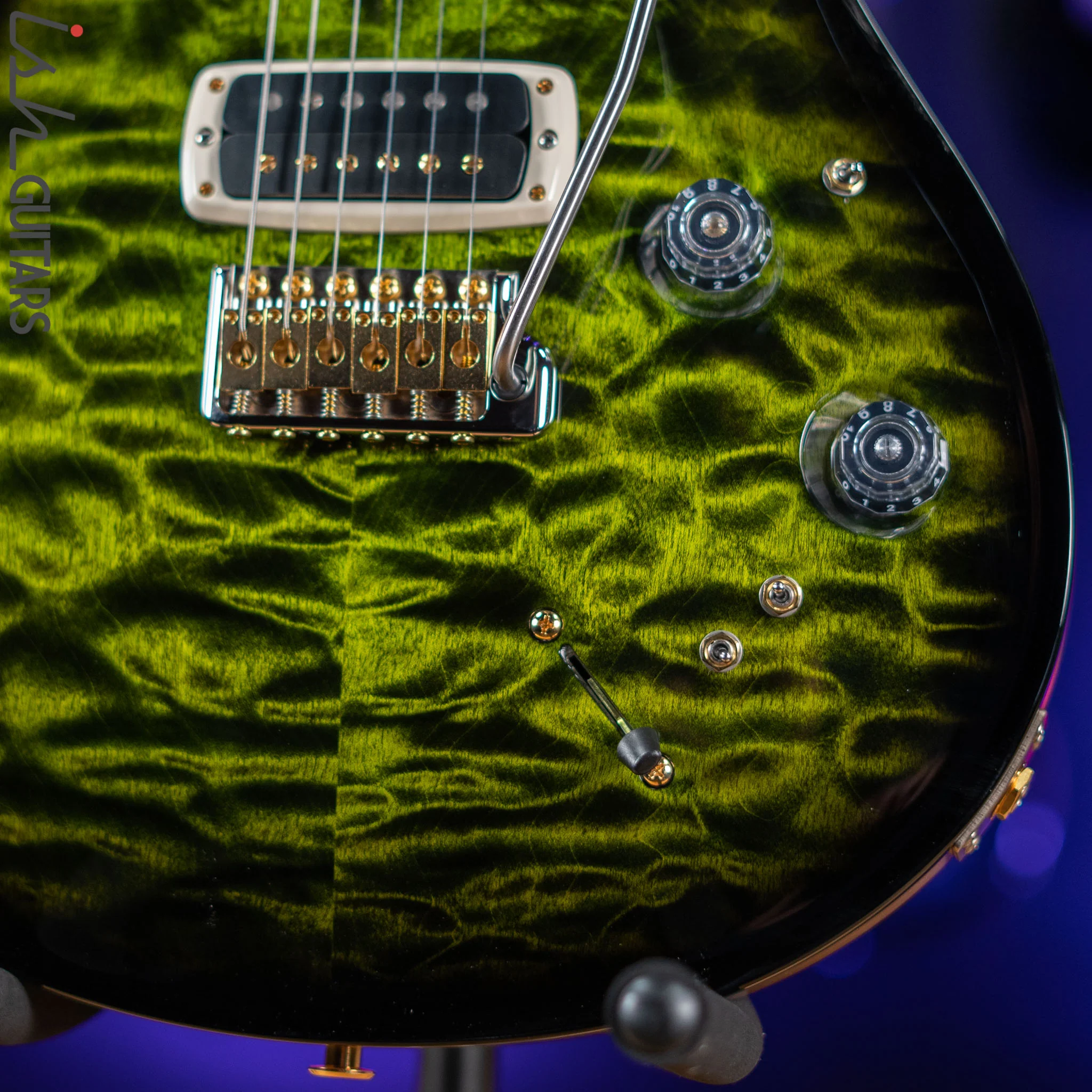 PRS Wood Library Modern Eagle V 10-Top Quilt Jade Green Smoked Burst Wrap - Image 4
