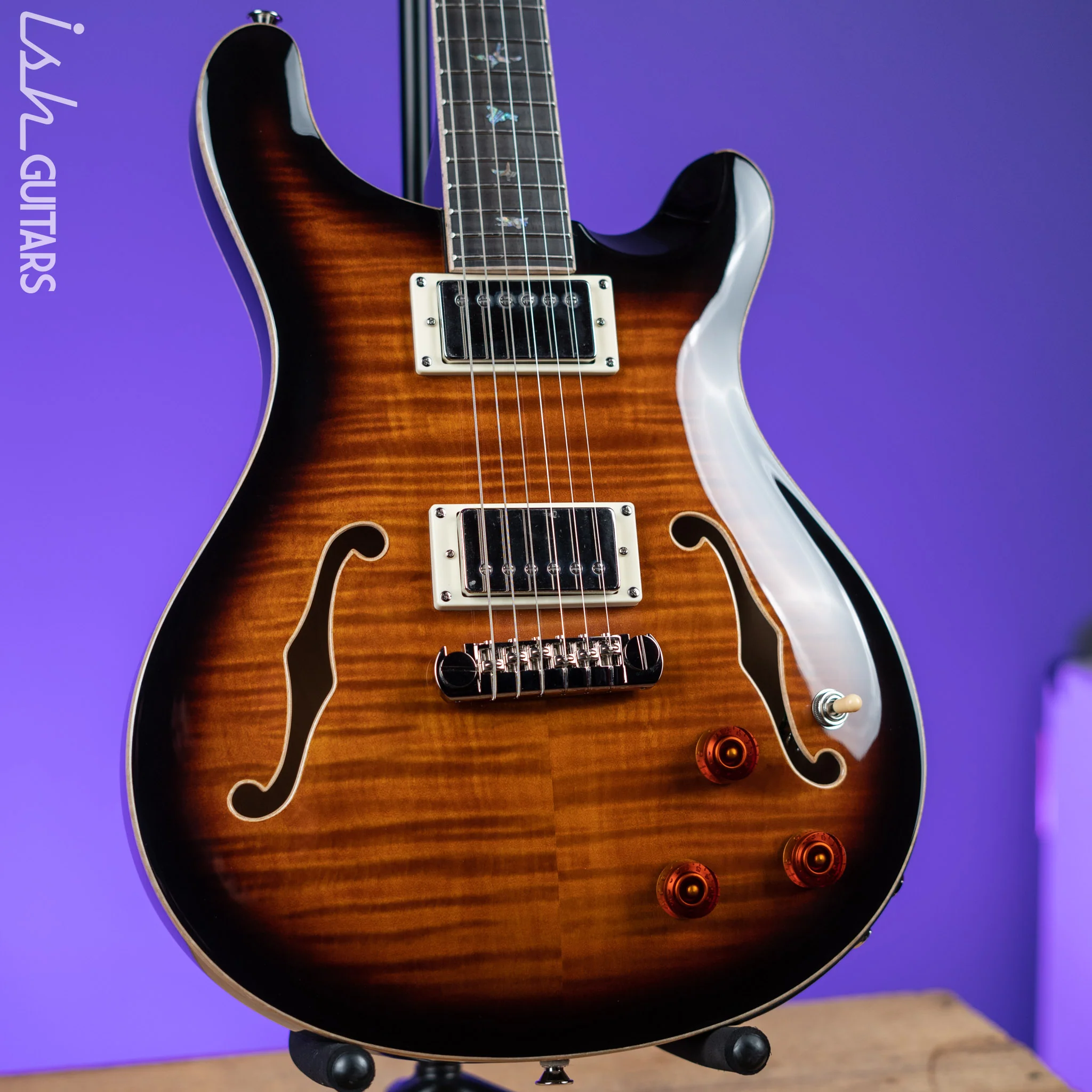 2022 PRS SE Hollowbody II Piezo Black Gold Burst