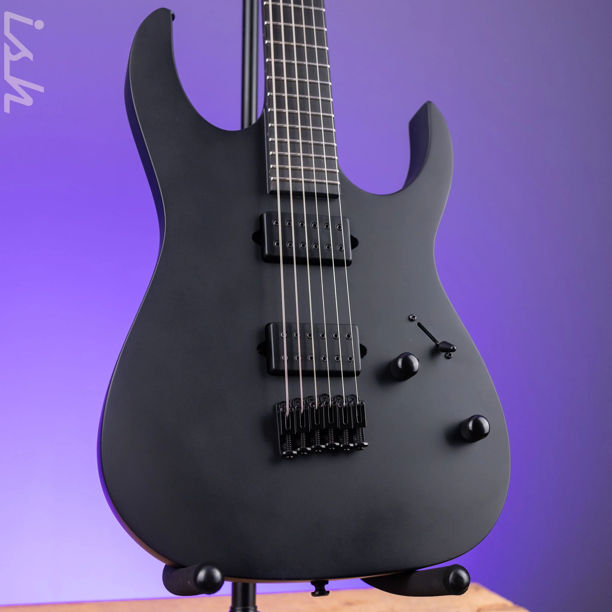 Ibanez RGRTBB21 Iron Label Baritone Electric Guitar Black Flat Demo