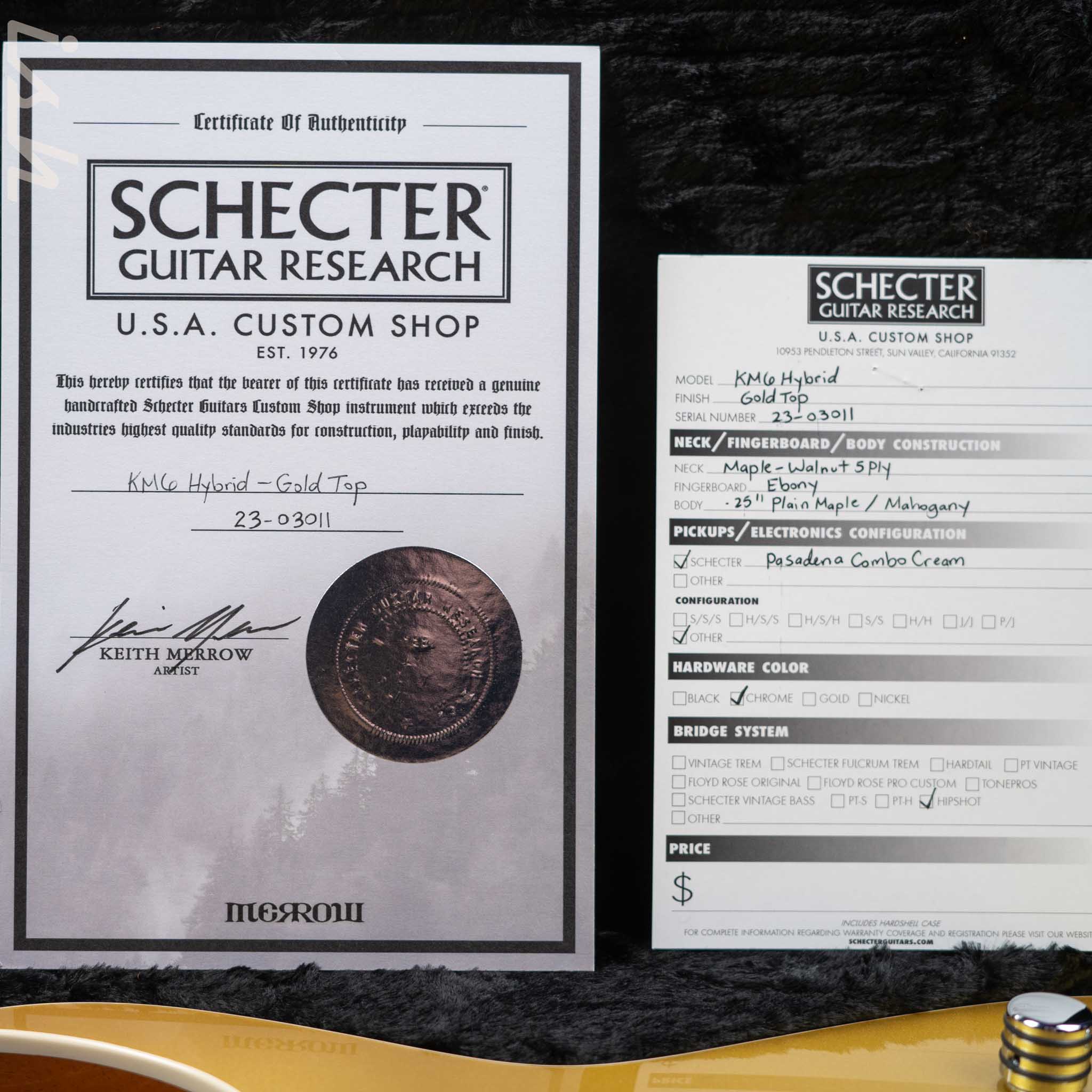 2023 Schecter USA Custom Shop KM-6 III Hybrid Keith Merrow Signature Gold Top - Image 13