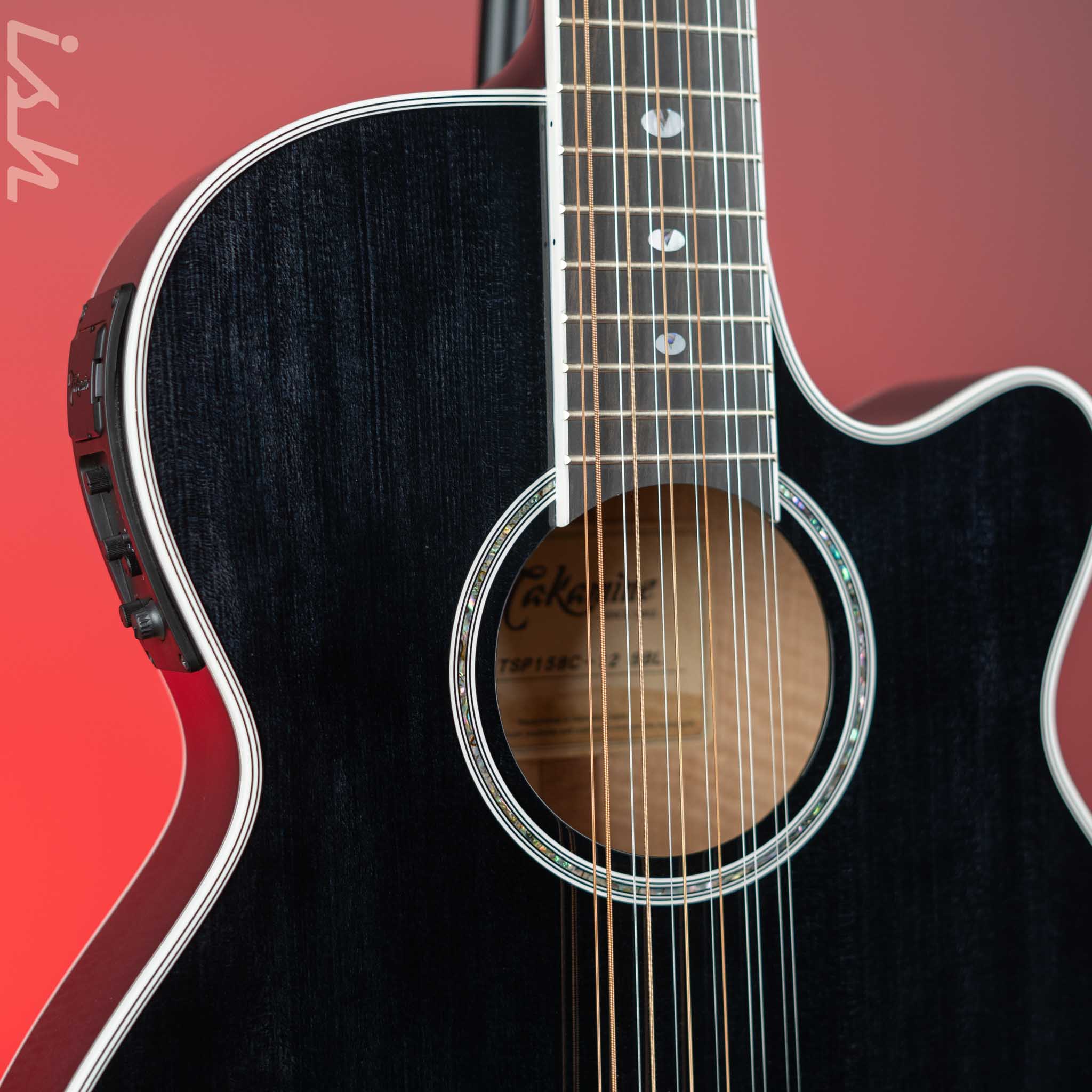 Takamine Thinline TSP158C-12 12-String Acoustic-Electric Guitar See-Through Black Demo - Image 3