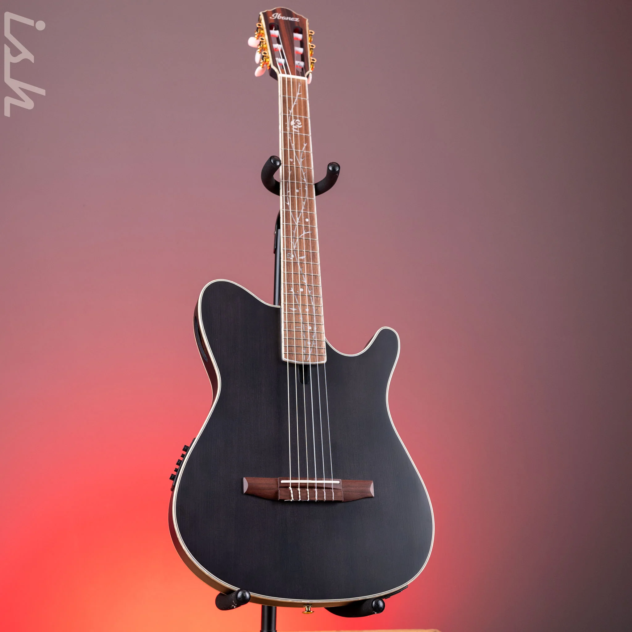 2024 Ibanez TOD10N Tim Henson Signature Nylon Acoustic-Electric Guitar Transparent Black Flat - Image 2