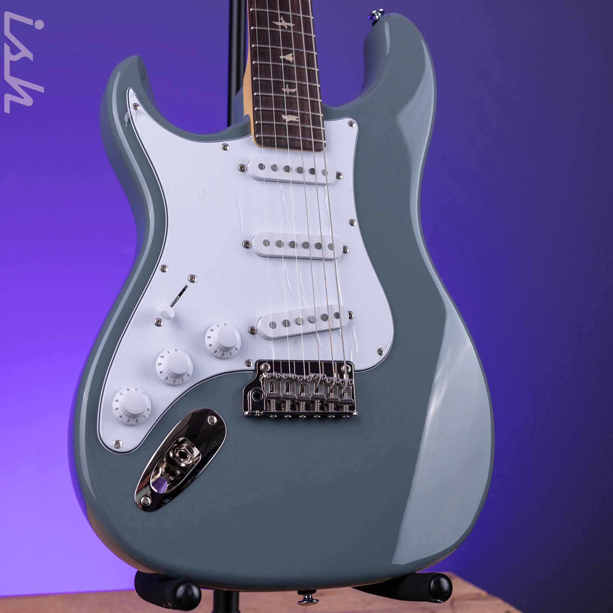 2024 PRS SE Silver Sky Lefty Storm Gray - Rosewood Board