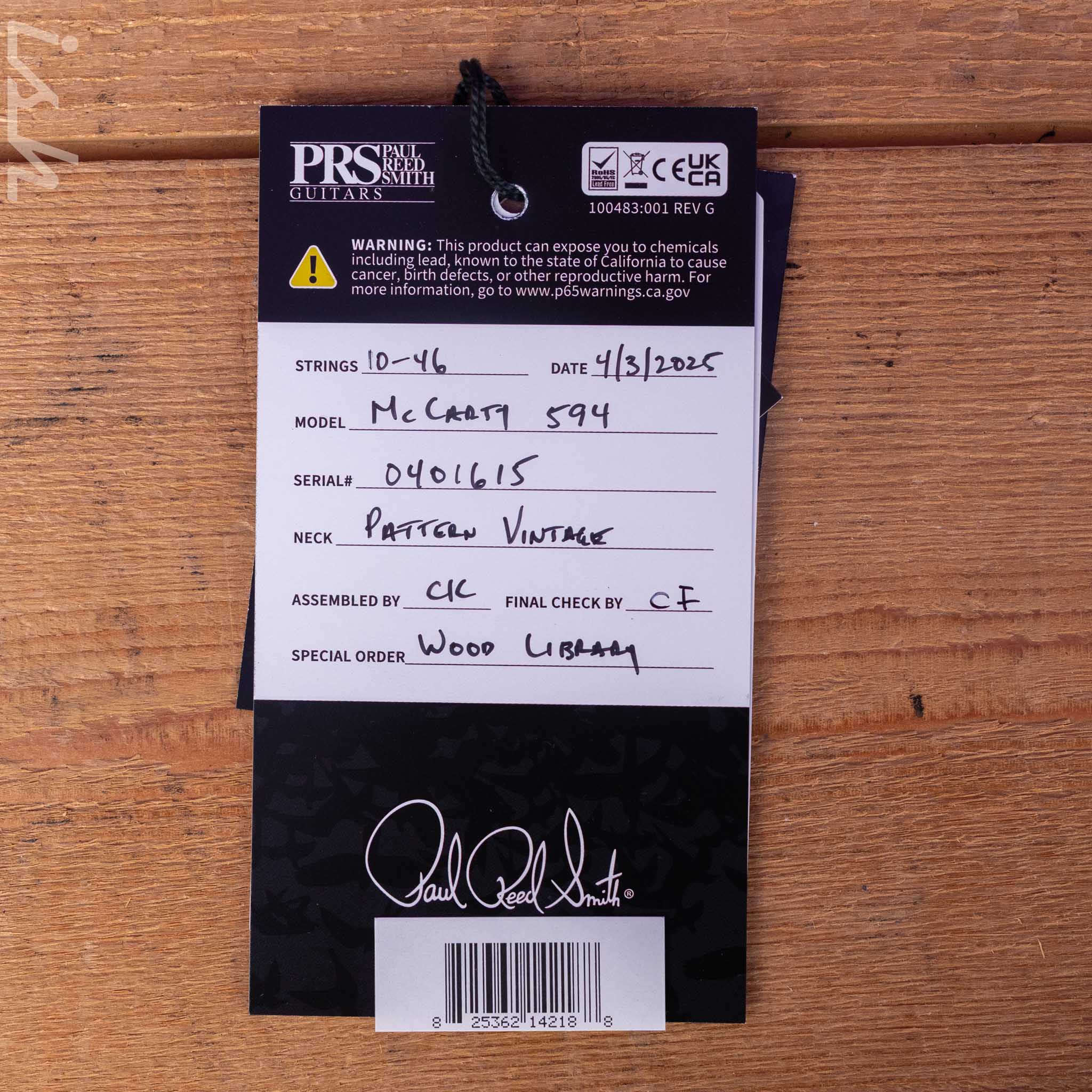 PRS Wood Library McCarty 594 Singlecut 10-Top Charcoal Burst - Image 12