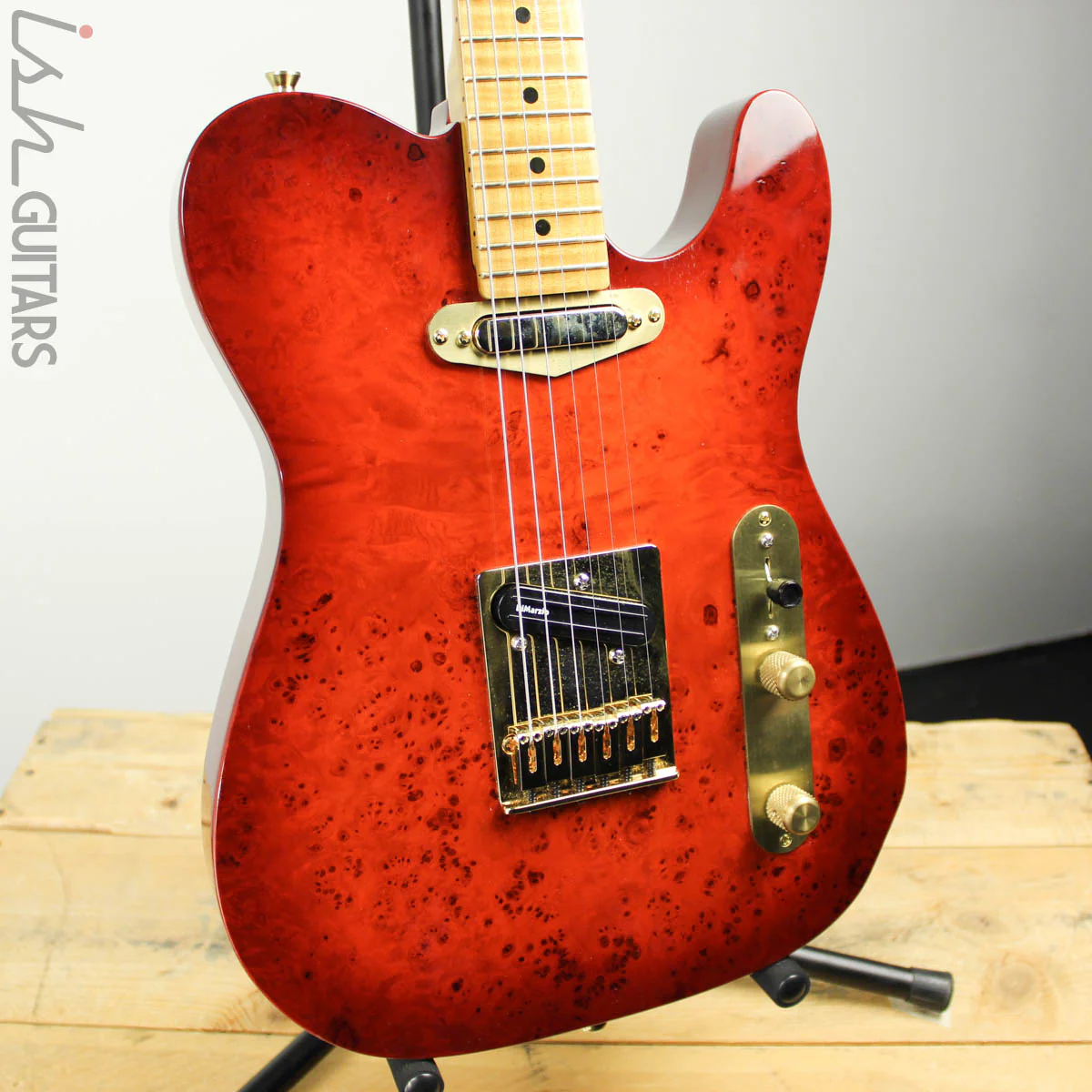 Bruton Guitars T-Style Burl Top Cherryburst