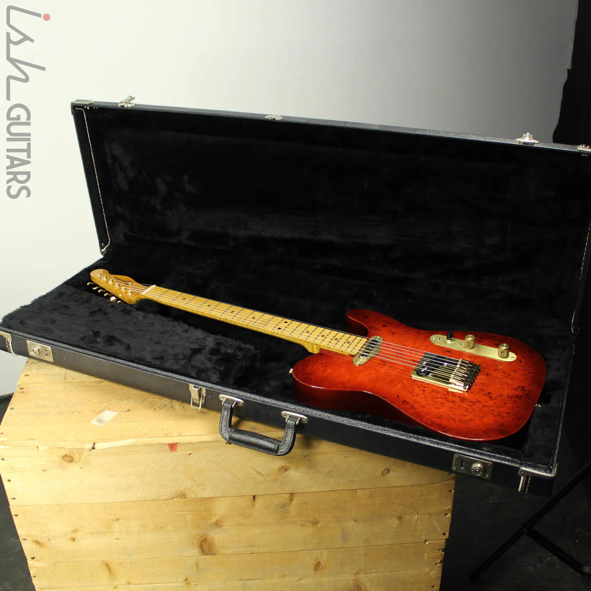 Bruton Guitars T-Style Burl Top Cherryburst - Image 15