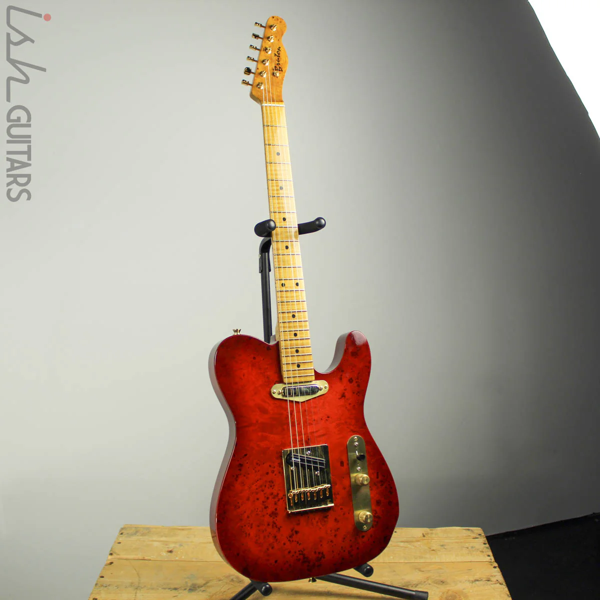 Bruton Guitars T-Style Burl Top Cherryburst - Image 2
