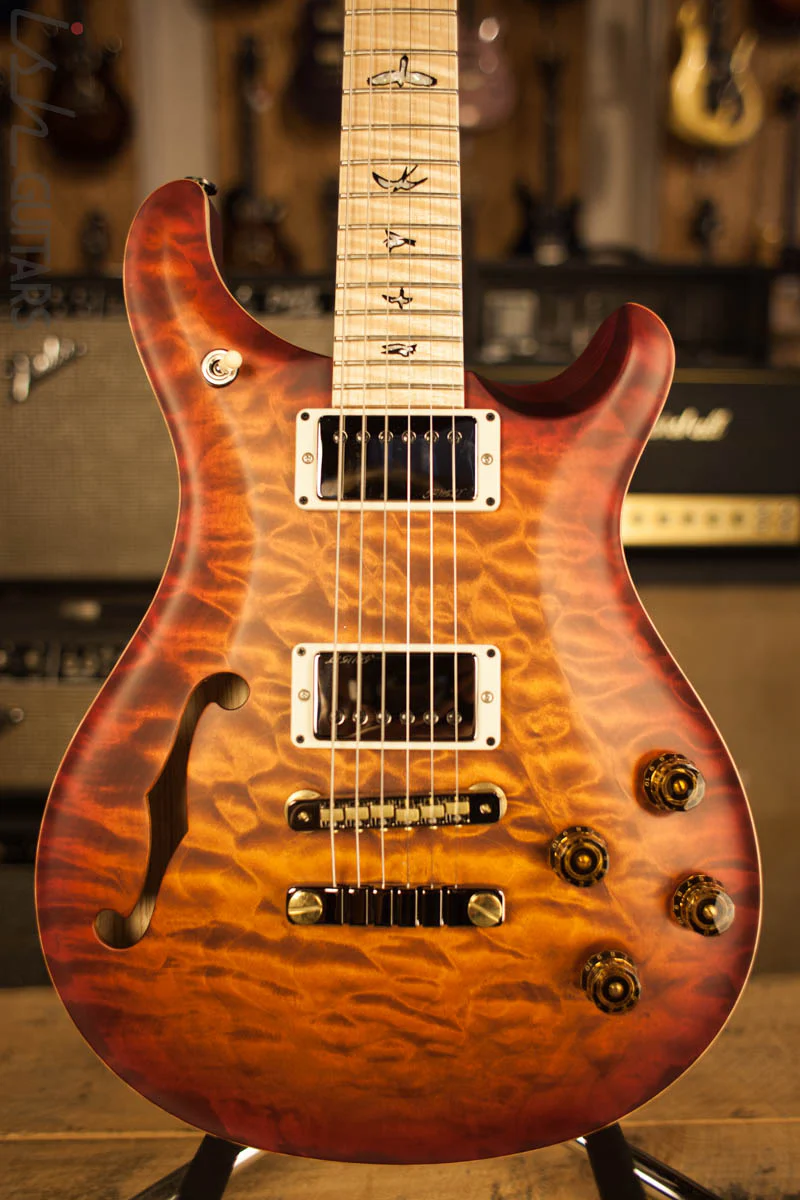 Paul Reed Smith PRS McCarty 594 Semi-Hollow Wood Library ONE PIECE Top Dark Cherry Sunburst Satin Finish