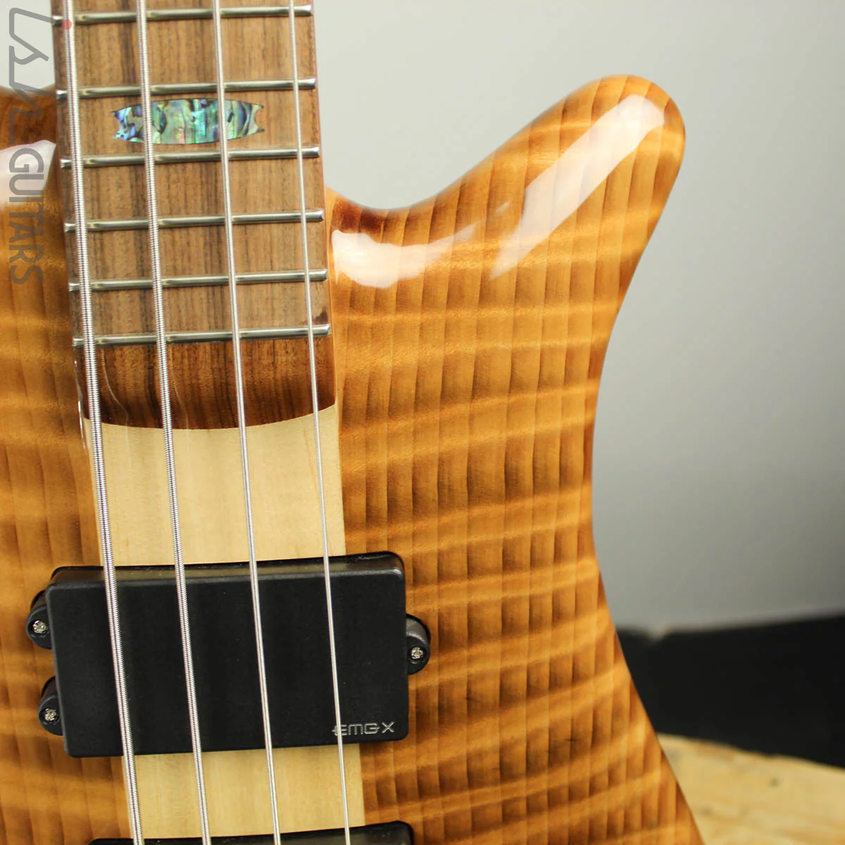 NAMM 2018 Spector NS-4 High Gloss 4 String Flamed Redwood HH - Image 3