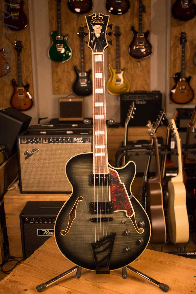 D’Angelico Excel EX-SS Laminated Flame Maple Grey Black Store Demo - Image 2
