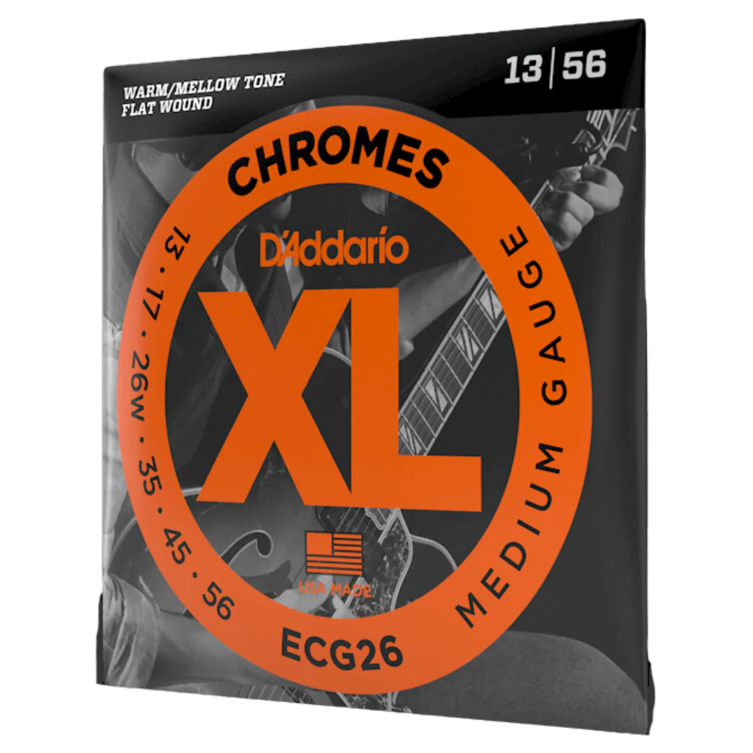 D'Addario ECG26 XL Chromes Flatwound Electric Guitar Strings 13-56 Medium