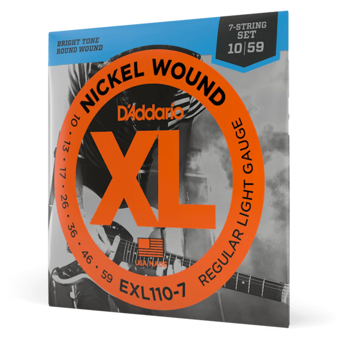D'Addario EXL110-7 XL Nickel Wound Electric Guitar Strings - .010-.059 Regular Light 7-string
