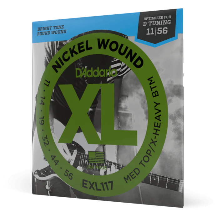 D'Addario EXL117 Medium Top/Extra-Heavy Bottom, Nickel-Wound Electric Guitar Strings
