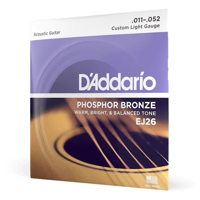 D'Addario EJ26 Phosphor Bronze Acoustic Guitar Strings - .011-.052 Custom Light