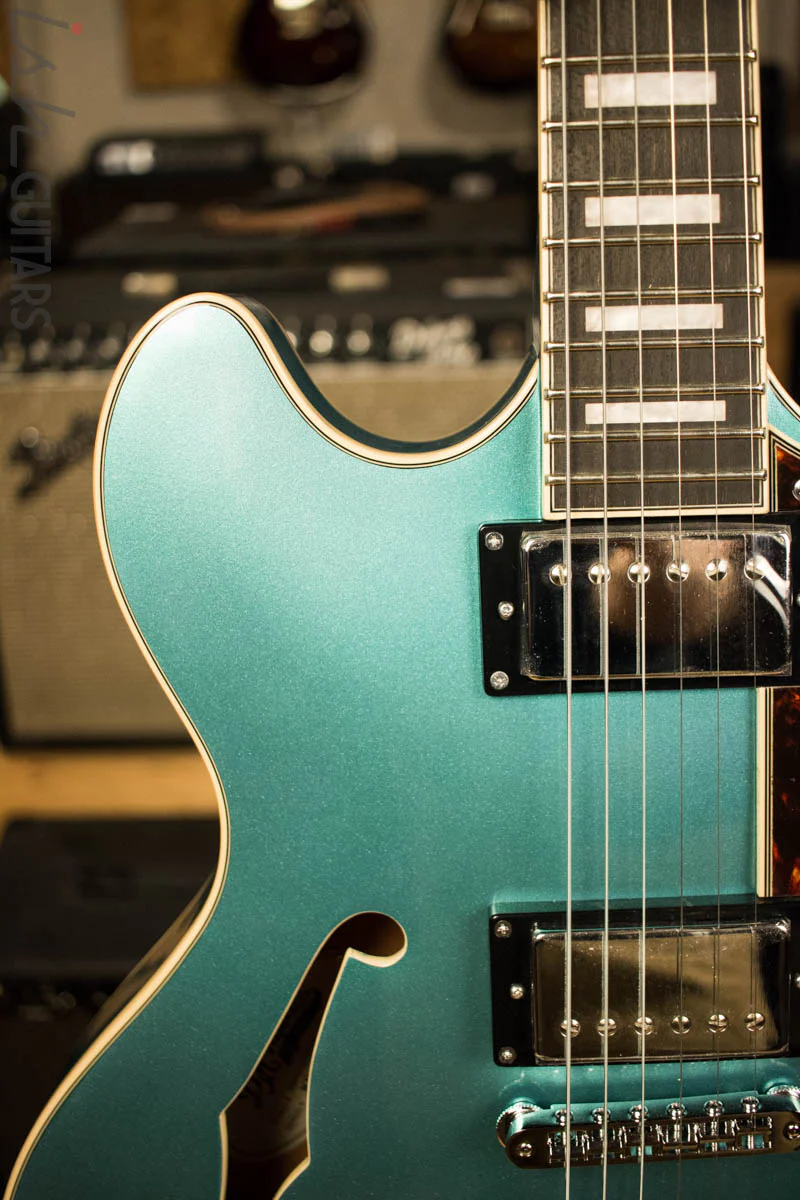 D'angelico Premier DC Ocean Turquoise Semi-Hollow Double Cutaway Electric Guitar - Image 3
