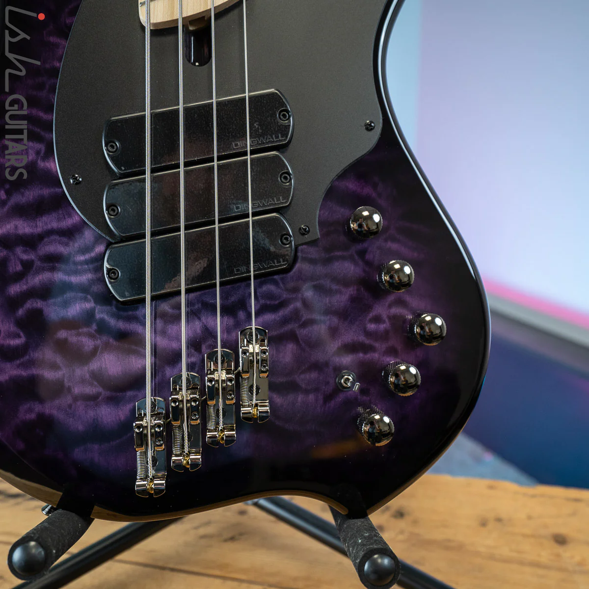 Dingwall Combustion 10th Anniversary 4-String 3 PUP Amethystburst Maple Fretboard - Image 4