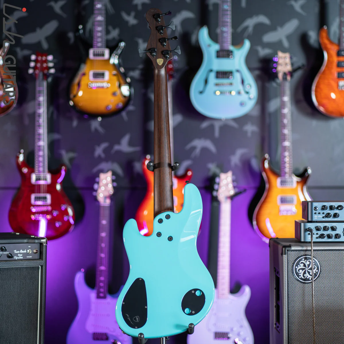 Dingwall Super J 5-String Buckeye Burl Purple to Turquoise Reverseburst - Image 10