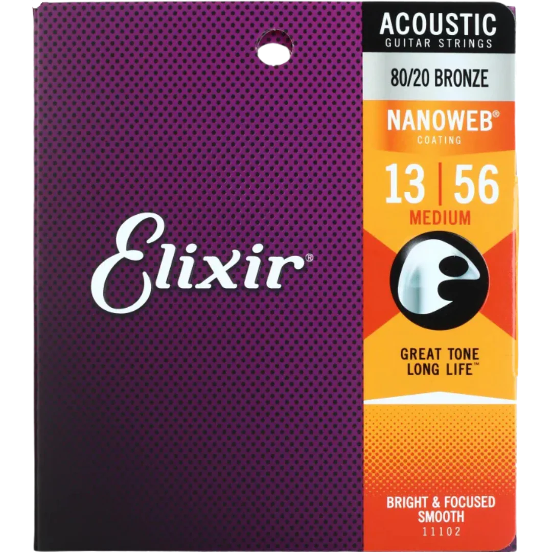 Elixir Acoustic Strings 80/20 Bronze Nanoweb 13/56 Medium