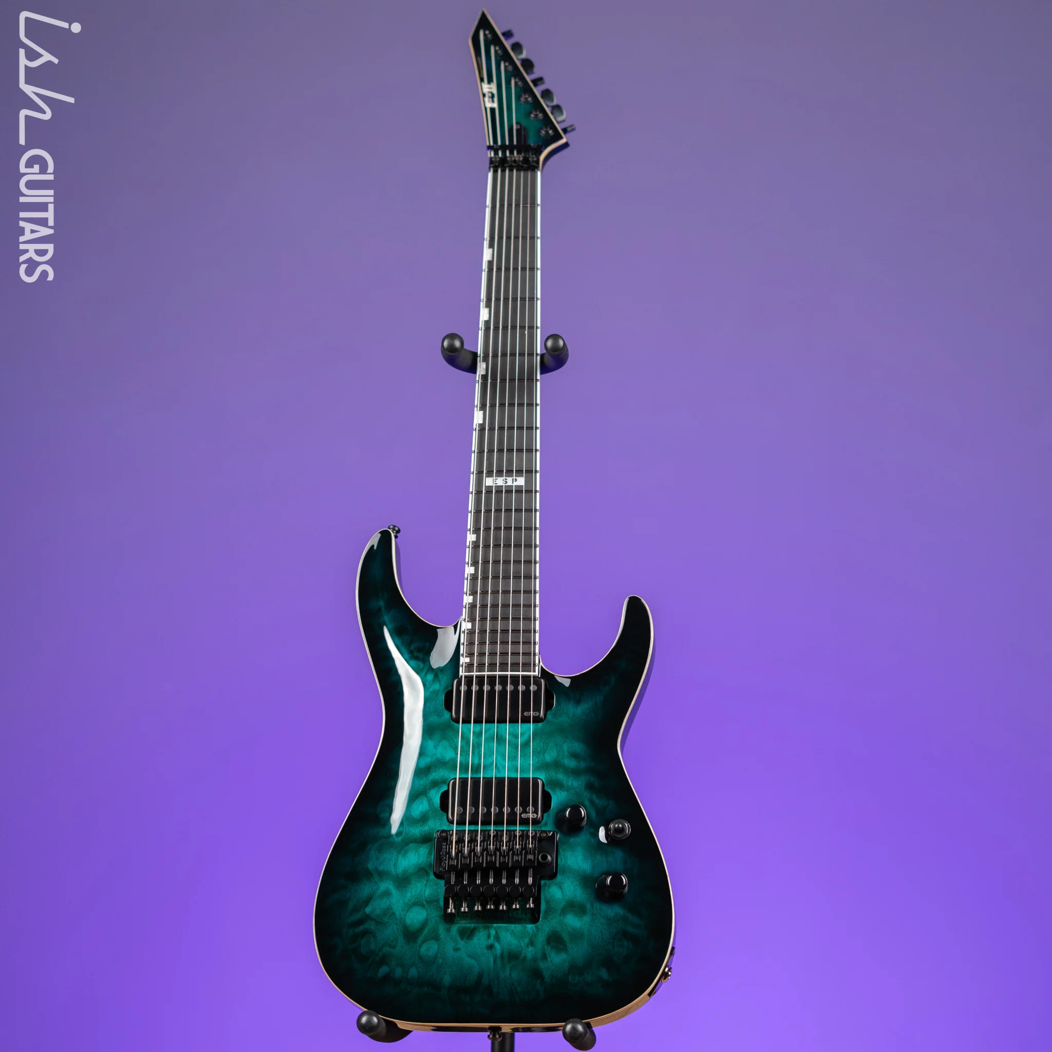 ESP E-II Horizon Floyd Rose 7 String Black Turquoise Burst - Image 2