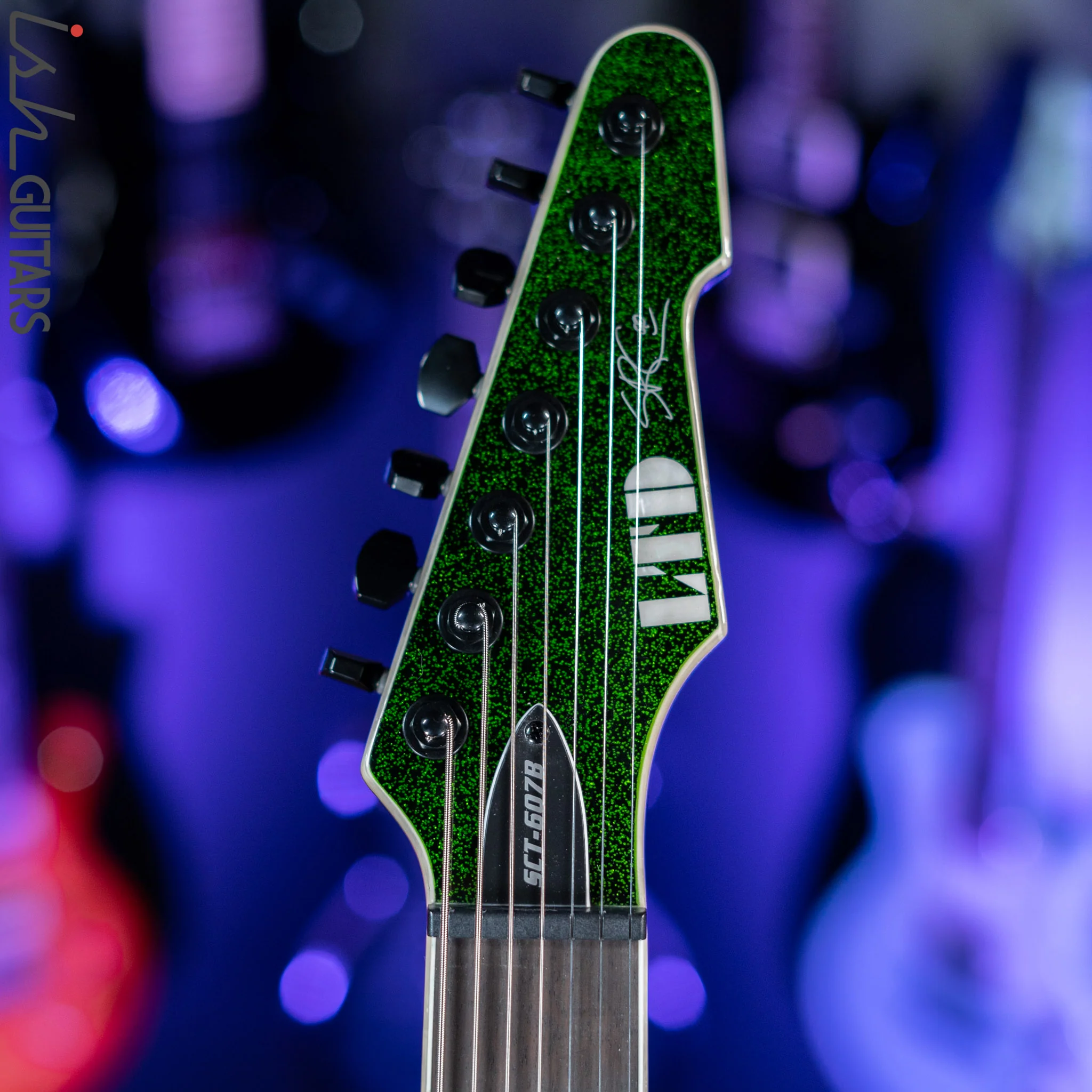 ESP LTD SCT-607 Baritone Green Sparkle Store Demo - Image 5