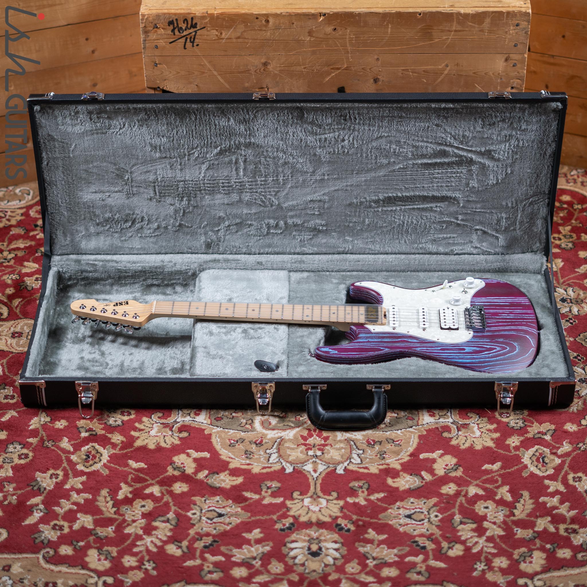 ESP Original Snapper CTM Drift Wood Indigo Purple with Blue Filler - Image 11