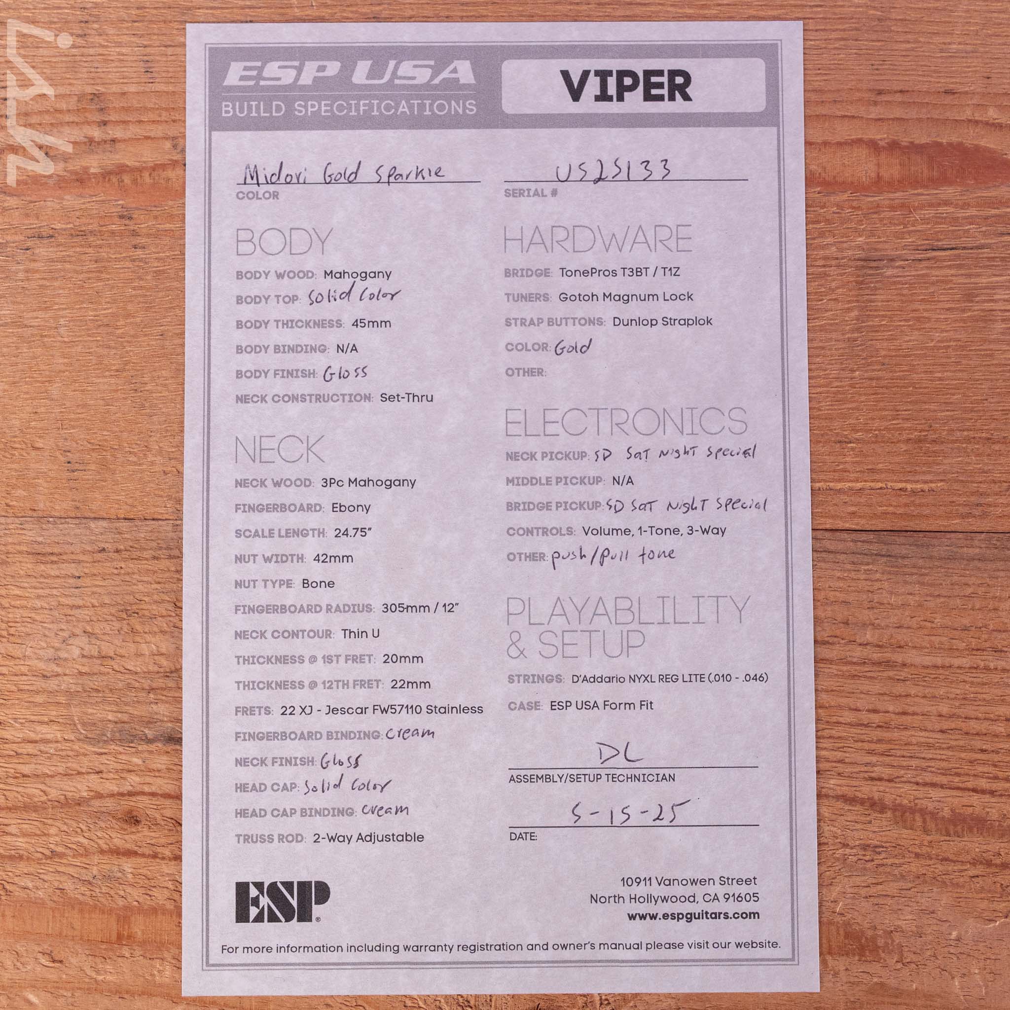 ESP USA Viper Midori Gold Sparkle - Image 13