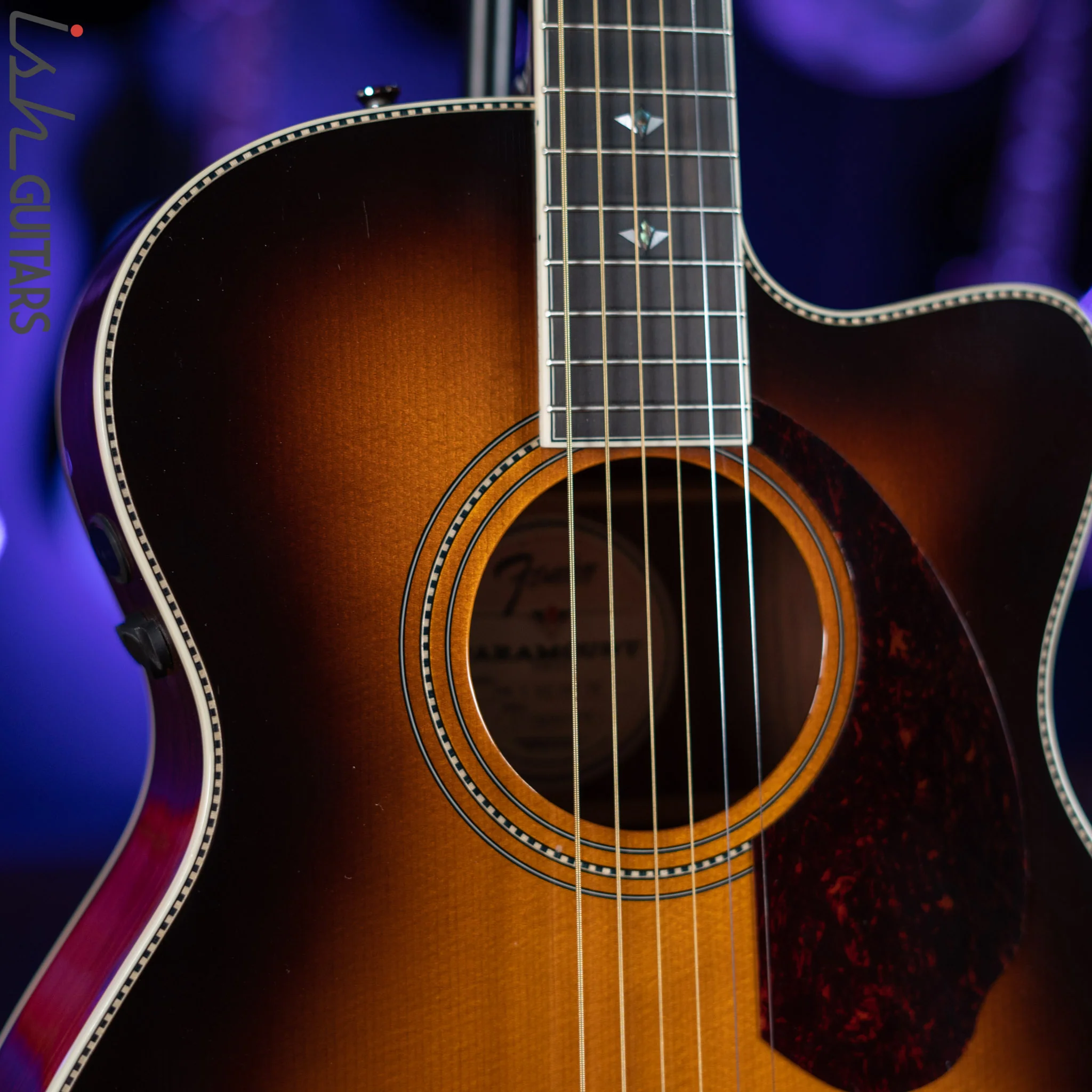Fender Paramount Series PM-3 Deluxe Sunburst Acoustic Guitar - Image 3