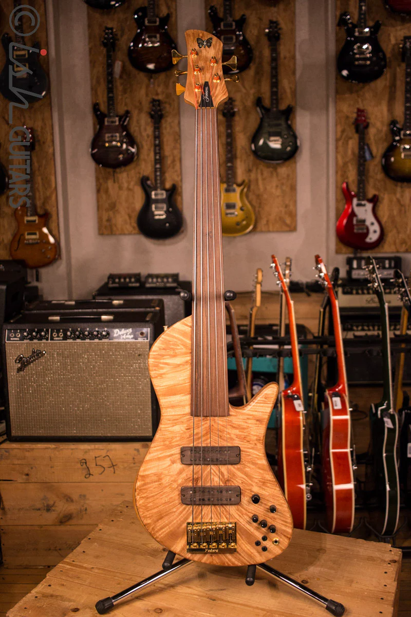 Fodera Emperor II Singlecut Custom Elite Neck Through 5 String Fretless Bass - Image 2